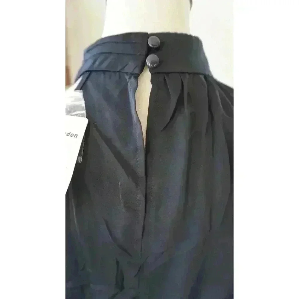 NWT PRETTYGARDEN Navy Satin Elegant Sleeveless Mock Neck Dress, Size M - Picture 11 of 16